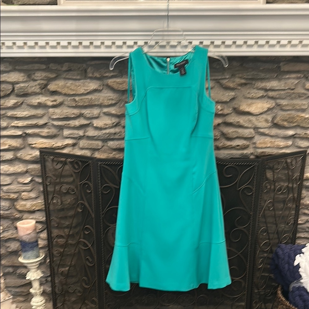 White House Black Market Blue A-Line Scoop Neck Midi Dress